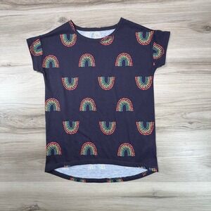 Gap Kids Rainbow Hearts Sleep Shirt Size‎ 6 Navy Blue Flame Resistant Polyester